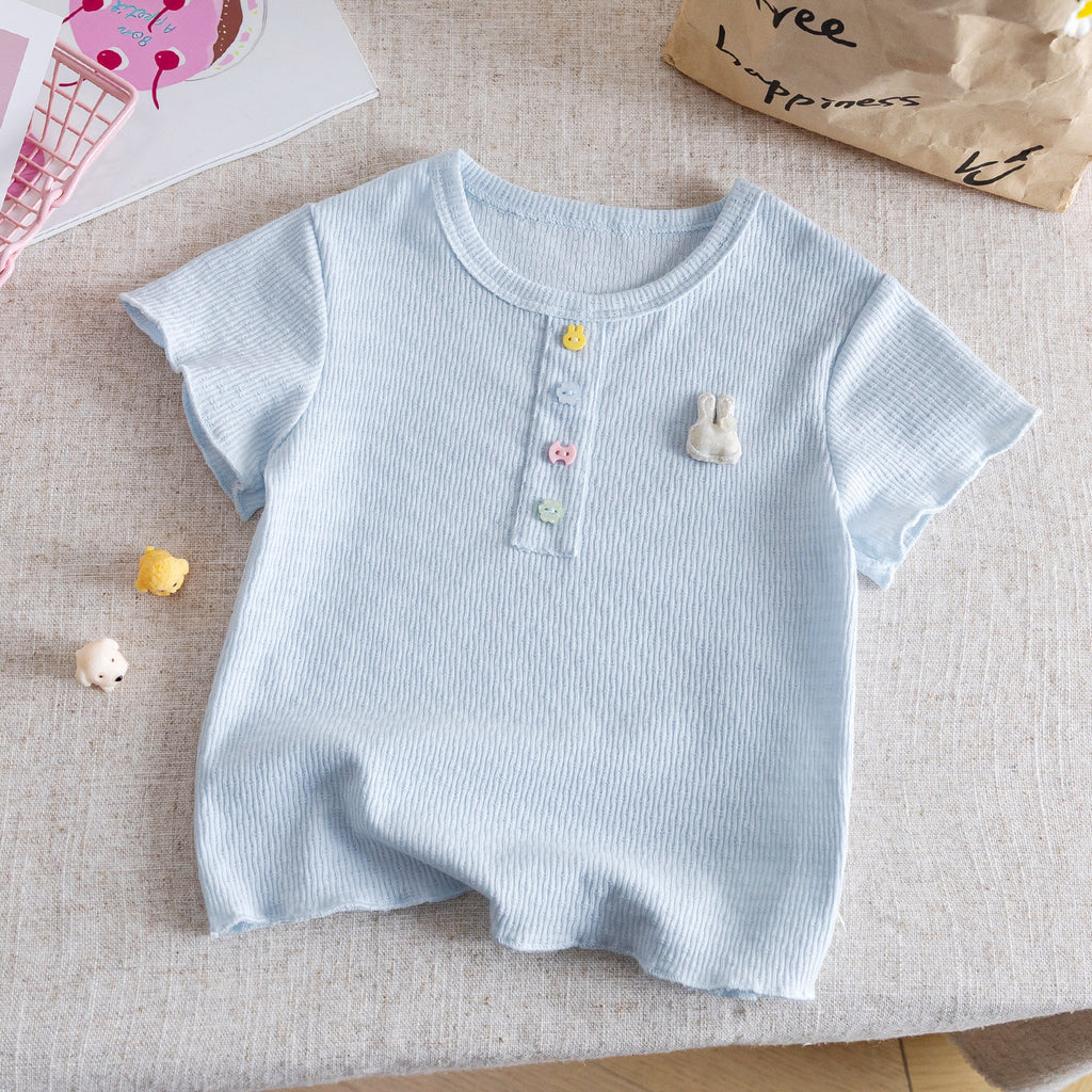 Girls Princess Style Short Sleeve Dress — Lightweight Cotton Casual Outfit (Sizes 80-130cm)
