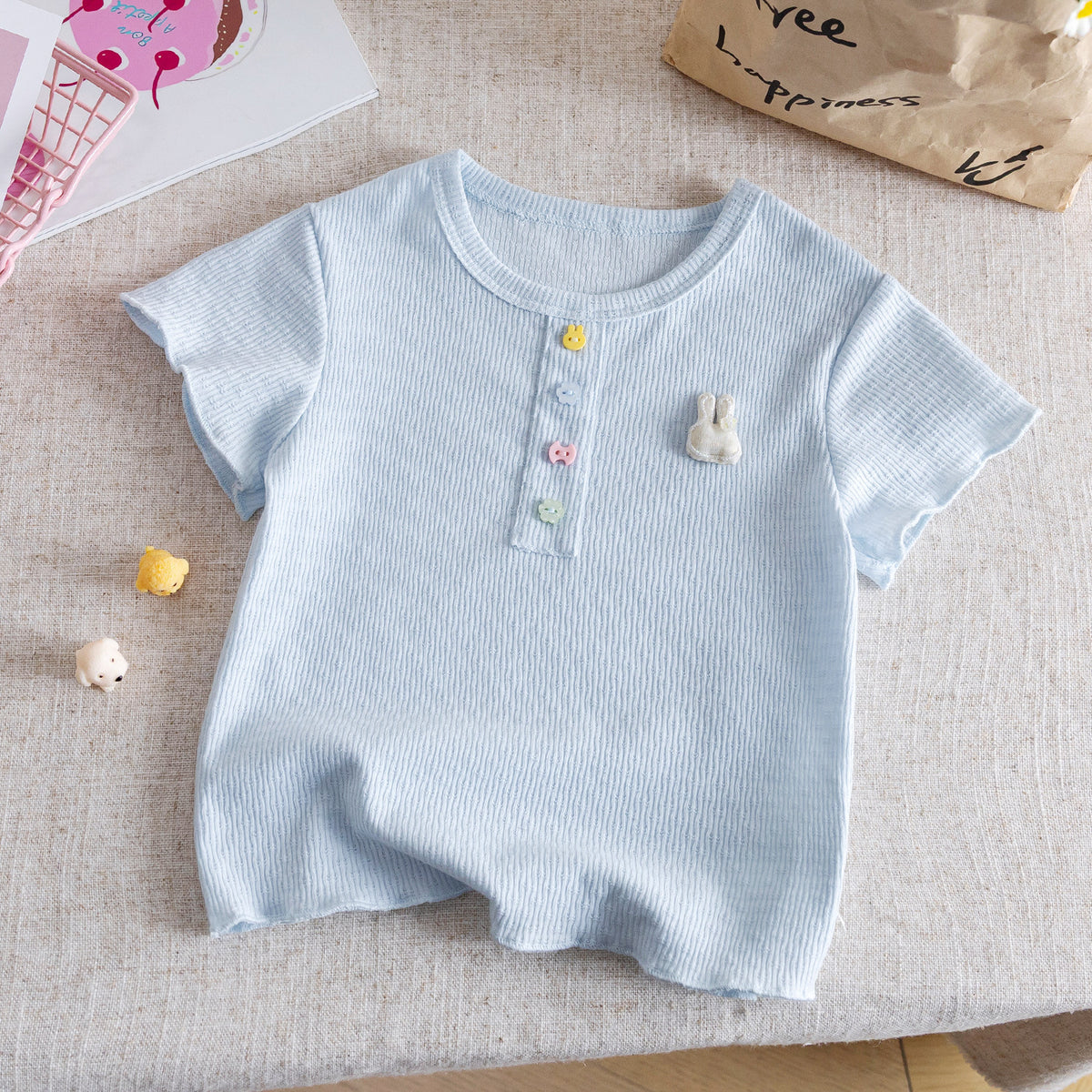 Girls Princess Style Short Sleeve Dress — Lightweight Cotton Casual Outfit (Sizes 80-130cm)
