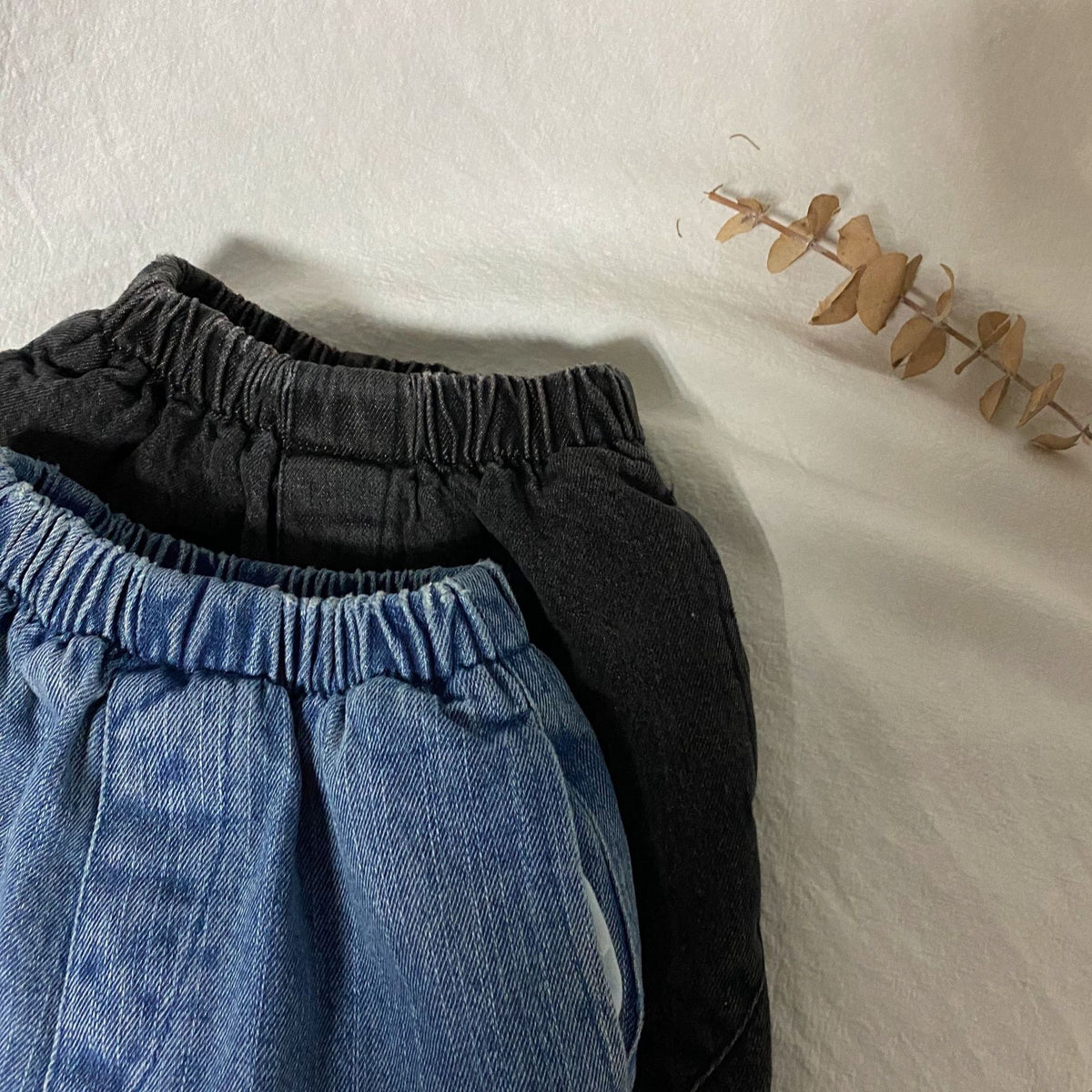 Kids Korean Style Patchwork Jeans — Boys Cotton Denim 9/10 Pants (Sizes 80-140cm)