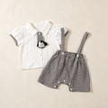 Baby Boys Plaid Overalls 2-Piece Set — Short Sleeve Shirt & Bib Shorts (Sizes 73-100cm)