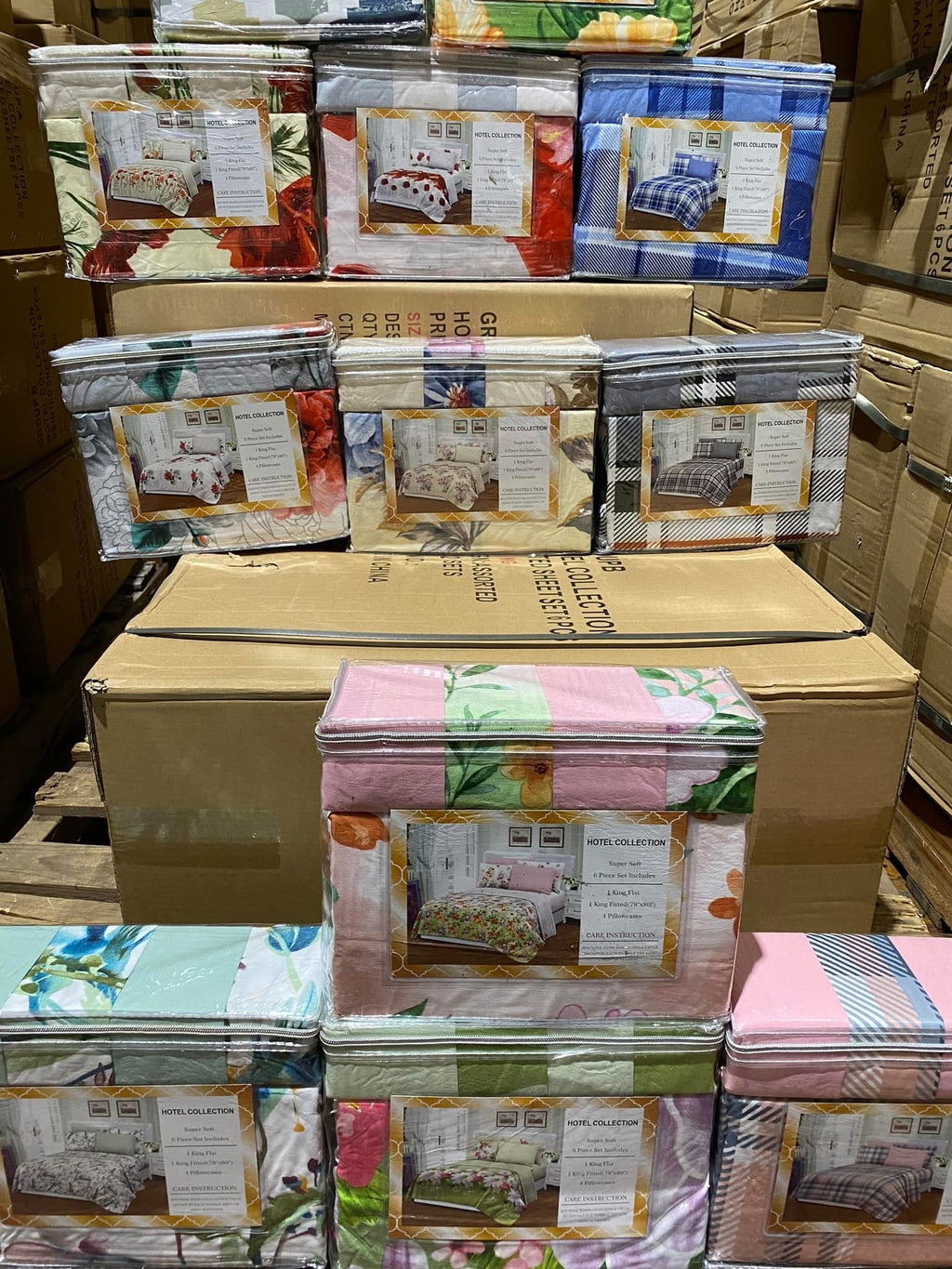Hotel Collection 6-Piece Mixed Sheet Sets wholesale carton assorted patterns