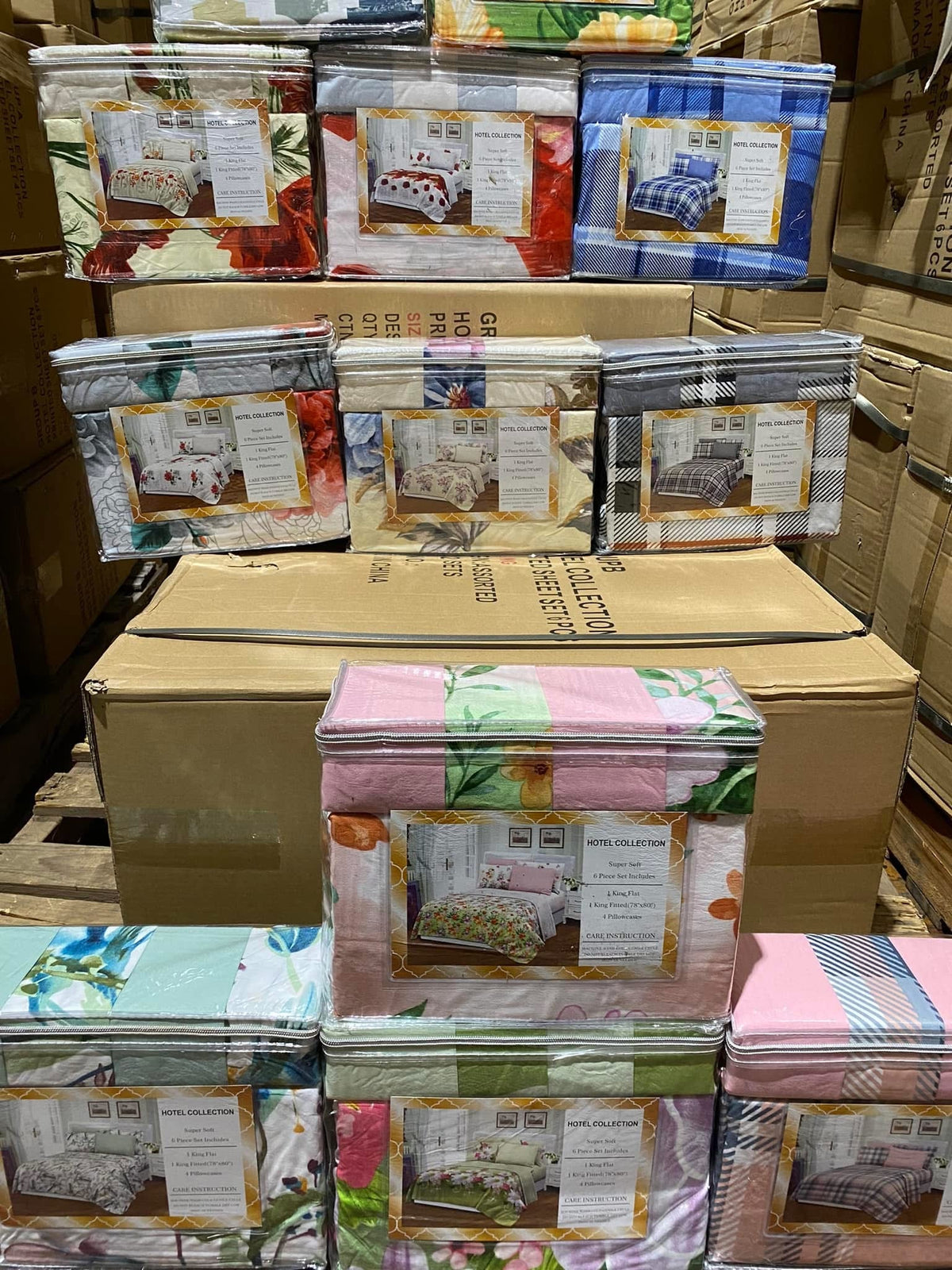 Hotel Collection 6-Piece Mixed Sheet Sets wholesale carton assorted patterns