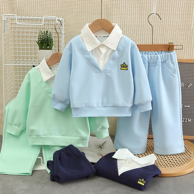 Baby children's clothing casual baby long sleeved two-piece set