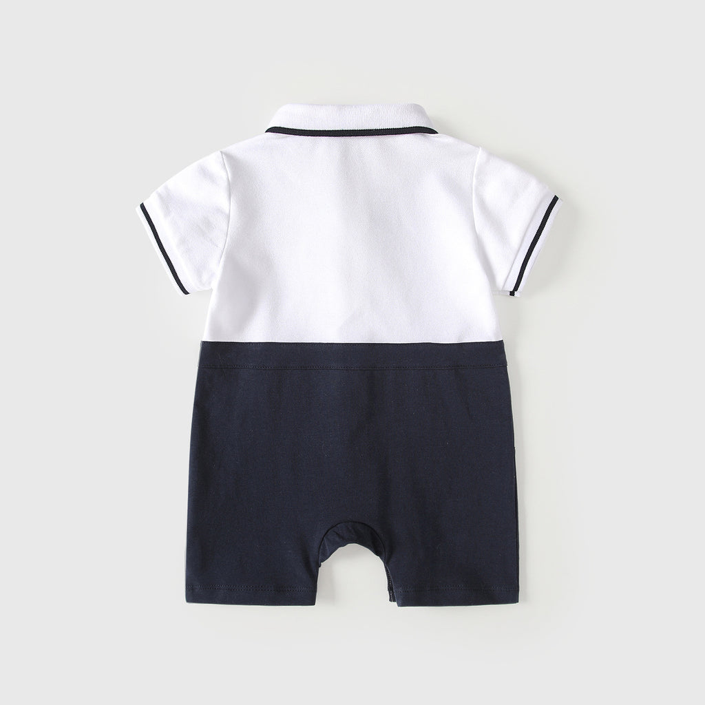 Baby Boy Polo Collar Short Sleeve Jumpsuit – Summer Romper