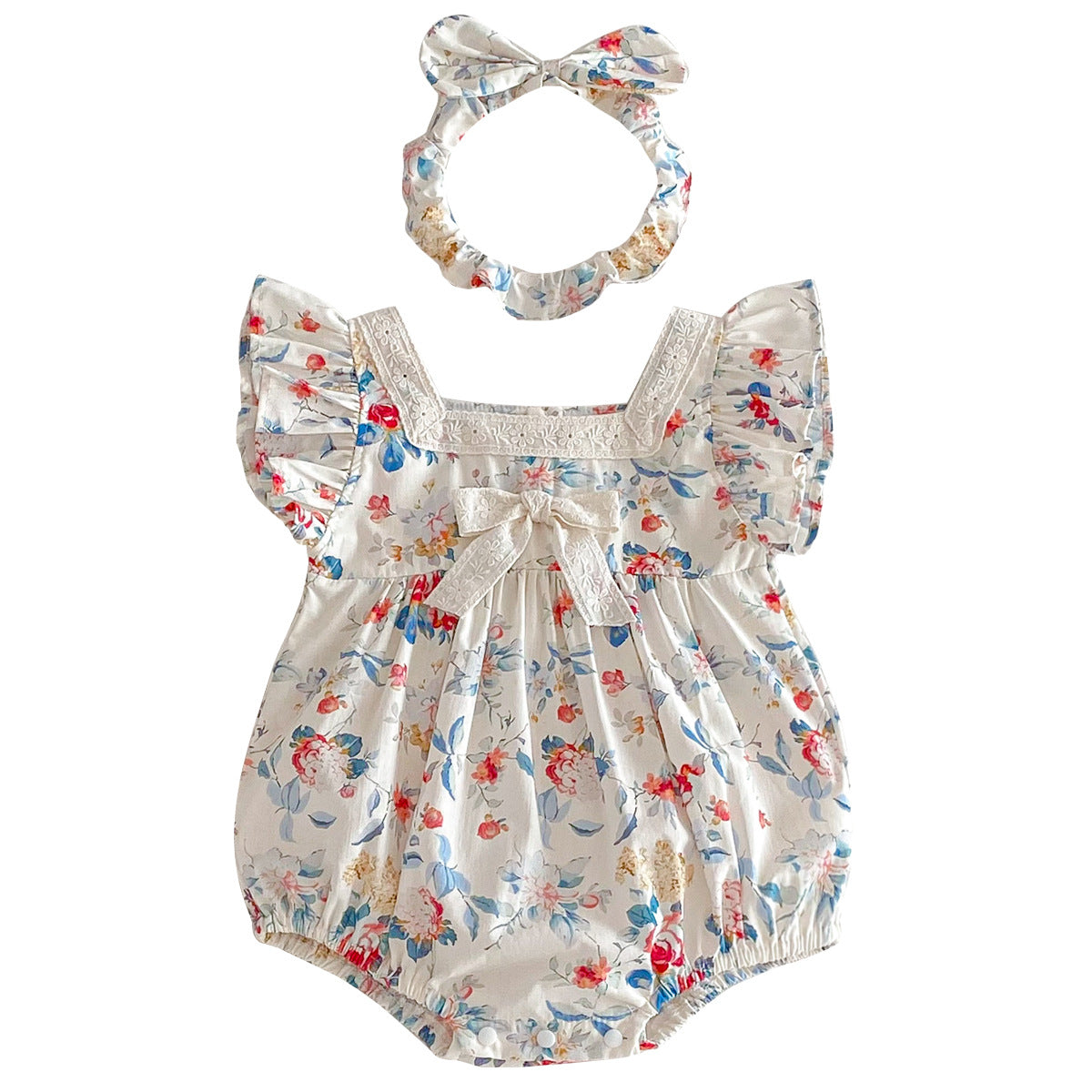 Baby Clothes Summer Baby Full Moon Romper Short Sleeve Sweet Print Princess Dress Stylish Sisters Outfit