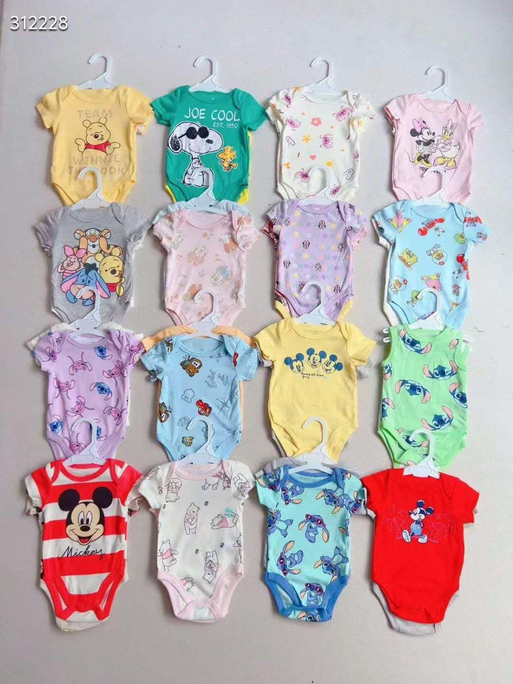 Baby Bodysuit Set — 6-Pack Assorted Character Prints | Licensed | Wholesale (MOQ 100)