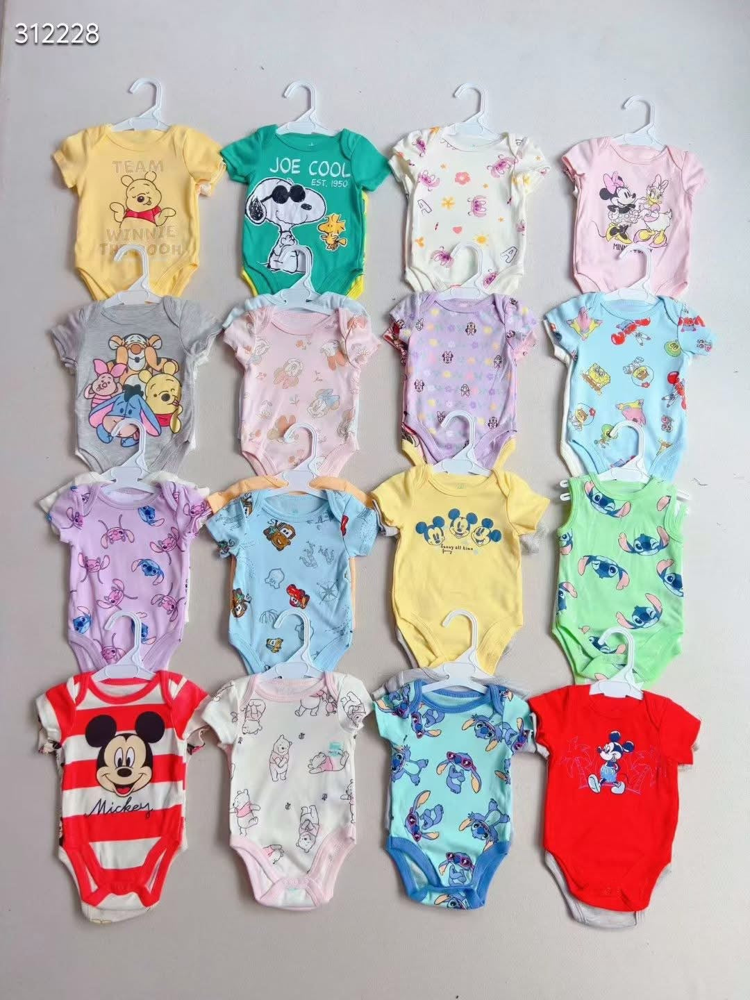 Baby Bodysuit Set — 6-Pack Assorted Character Prints | Licensed | Wholesale (MOQ 100)