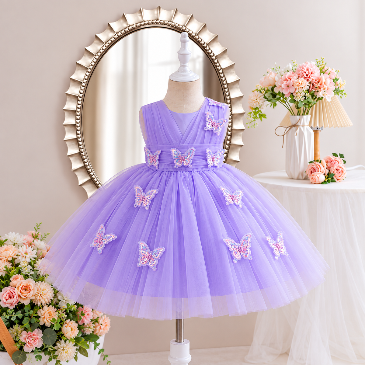 Girls' Purple Floral Party Dress | Mixed Sizes 2–7 | Pack 5 $60 | Mix-GC-134