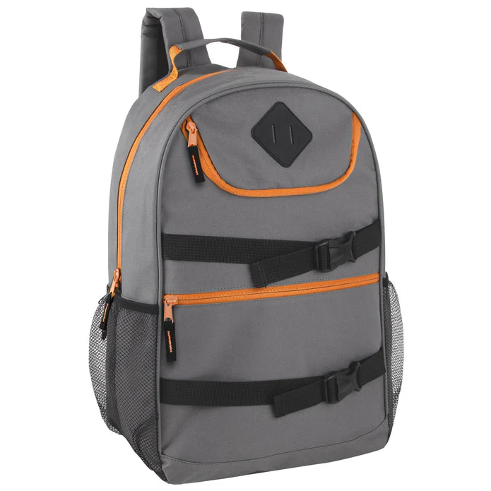 Double Buckle Backpack Gray Orange Color