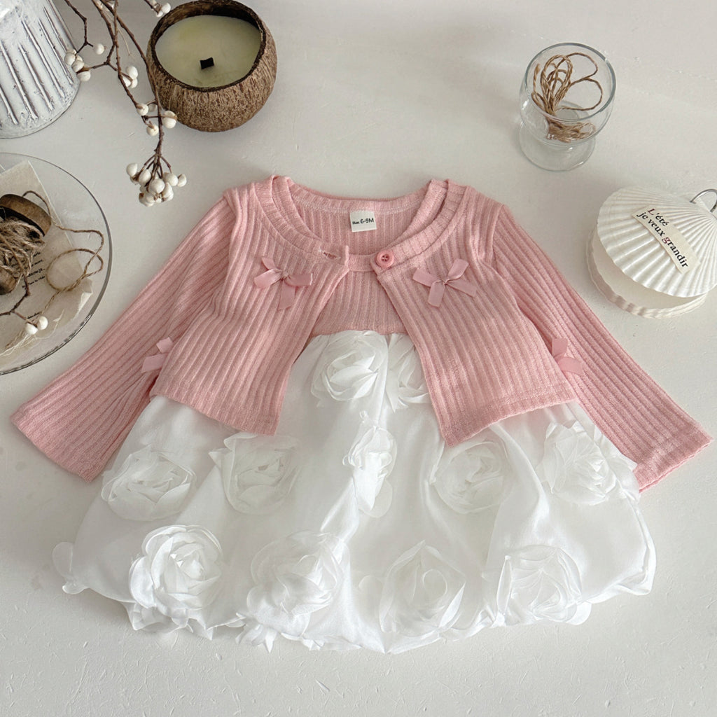 Baby Girl Floral Cardigan & Princess Skirt 2-Piece Set
