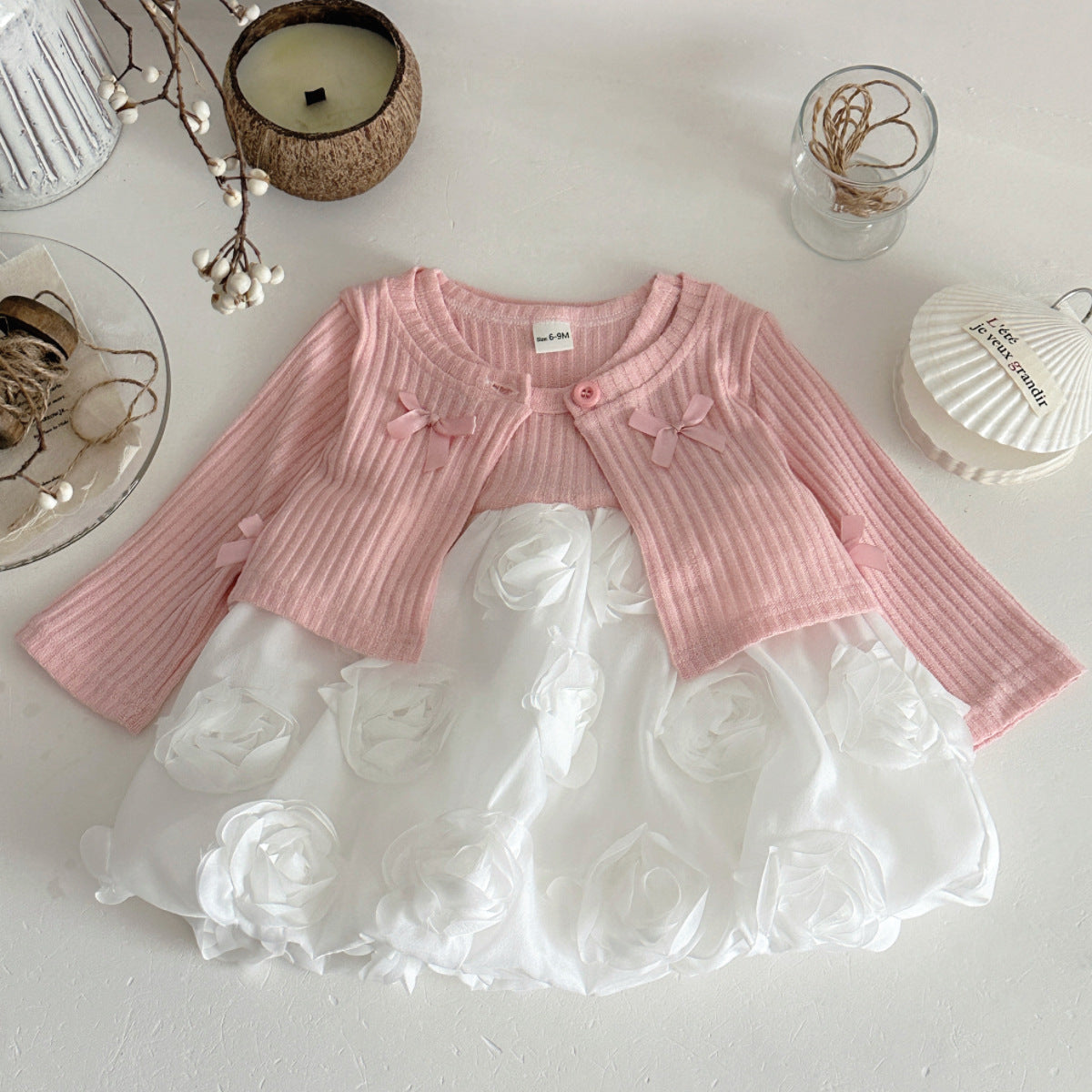 Baby Girl Floral Cardigan & Princess Skirt 2-Piece Set