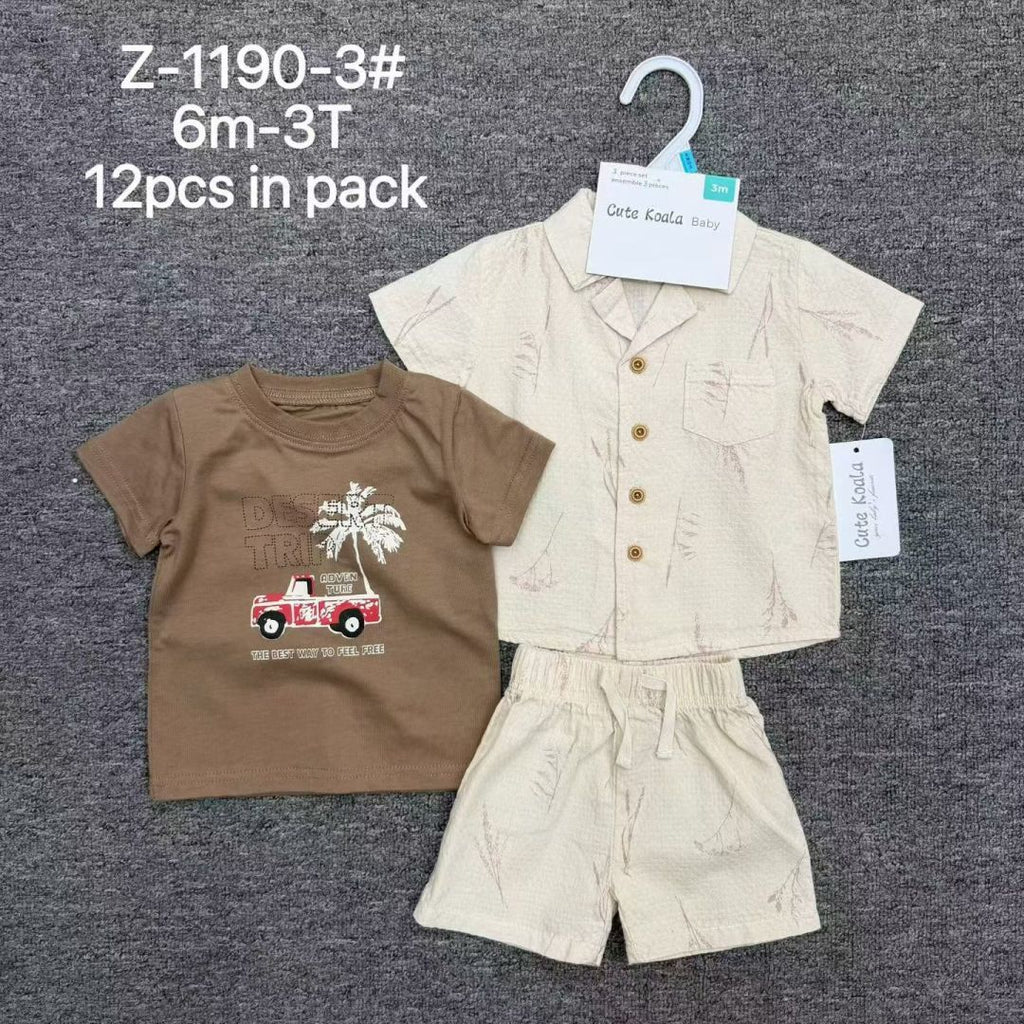 baby boys 3pcs set Size 6m-9m-12m-18m-24m-3y moq 12set each color