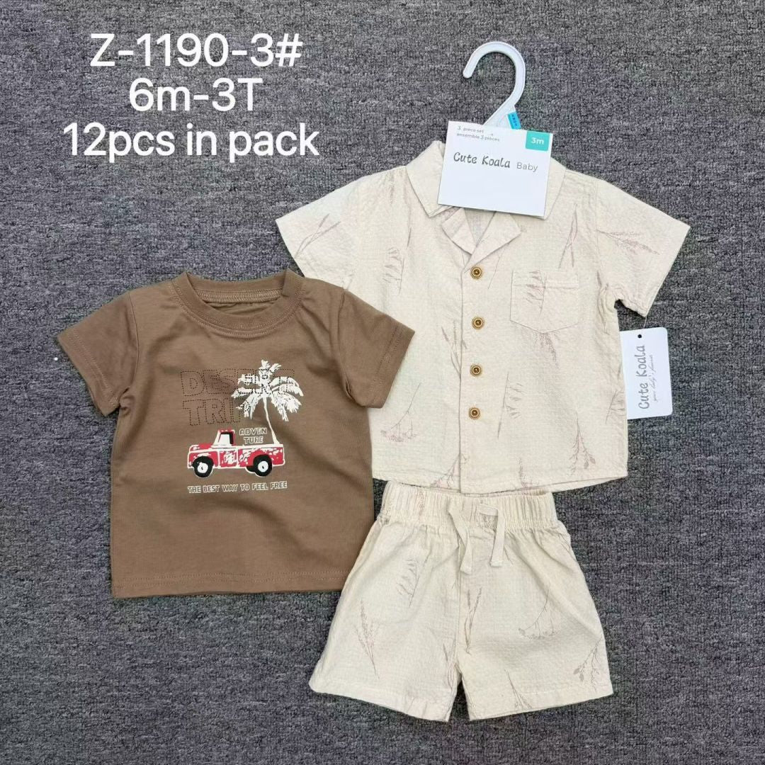 baby boys 3pcs set Size 6m-9m-12m-18m-24m-3y moq 12set each color