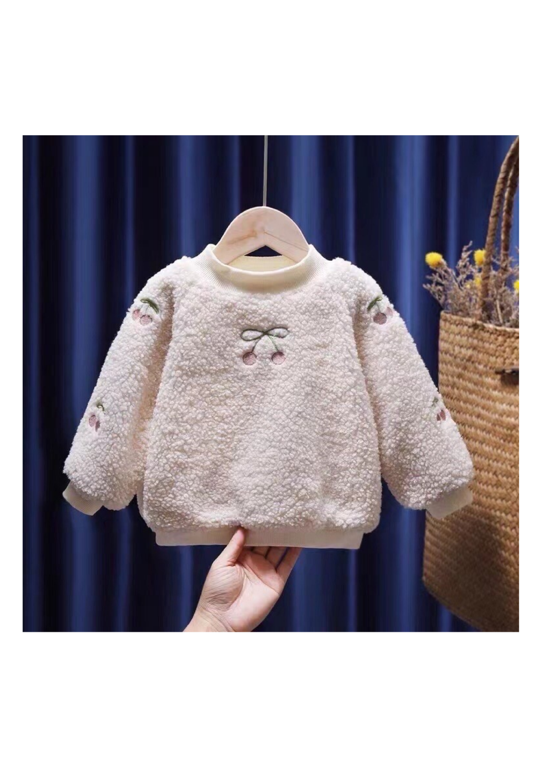 Girls Fluffy Cherry Bow Sweater | $3.80/unit | MOQ 24
