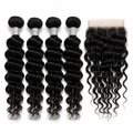 14-Inch Deep Wave Hair Package – 4 Bundles + Lace Closure