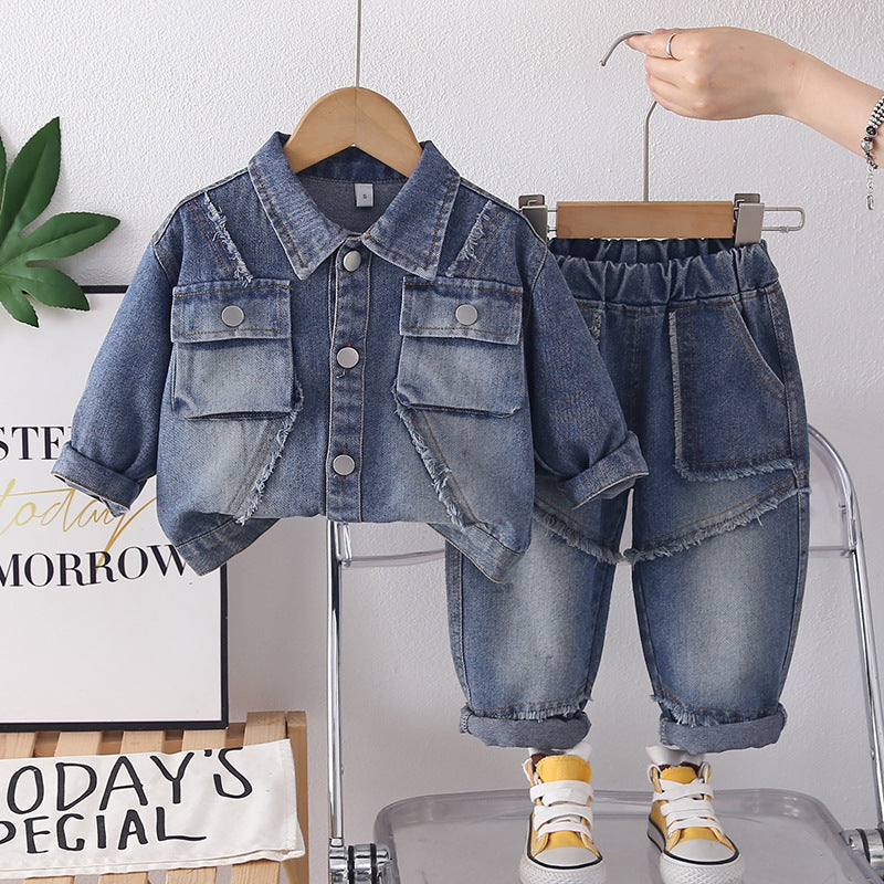 Cowboy long sleeved two-piece baby outfit