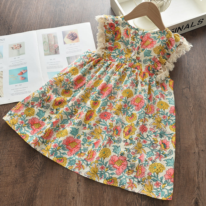 Girls' Ethnic Print Sleeveless A-Line Dress — Summer Vacation Style