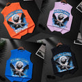 Men's BRANDNAME Peace Not War angel graphic tank top in orange pink blue and black