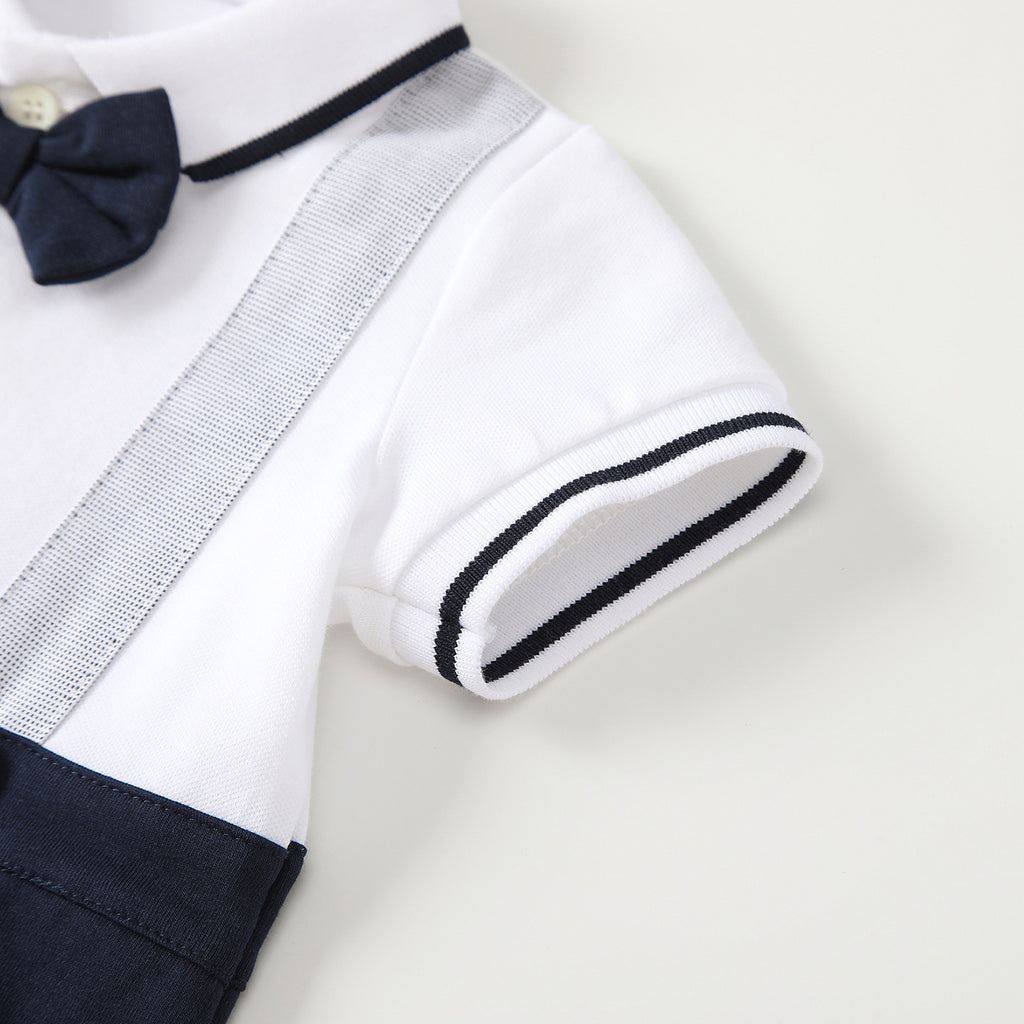 Baby Boy Polo Collar Short Sleeve Jumpsuit – Summer Romper