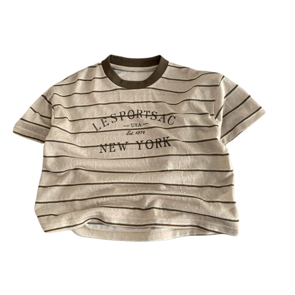 Summer baby half sleeved boy striped top