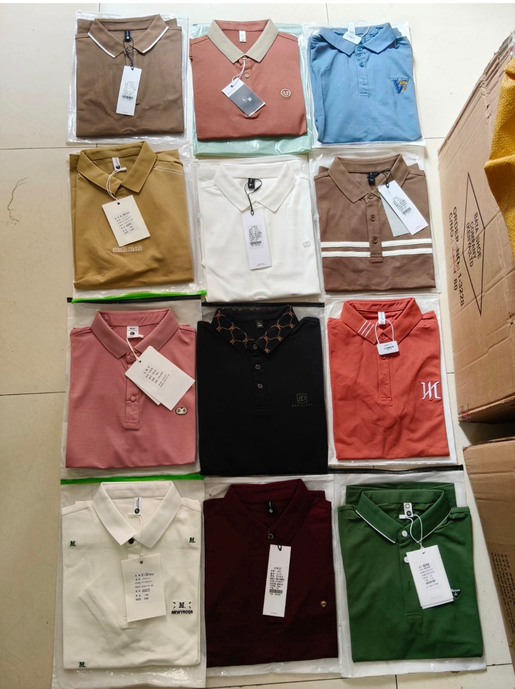 Polo T-Shirts Mixed Design – Wholesale | $7.50/Pc | Sizes M-4XL | MOQ 100 Pcs