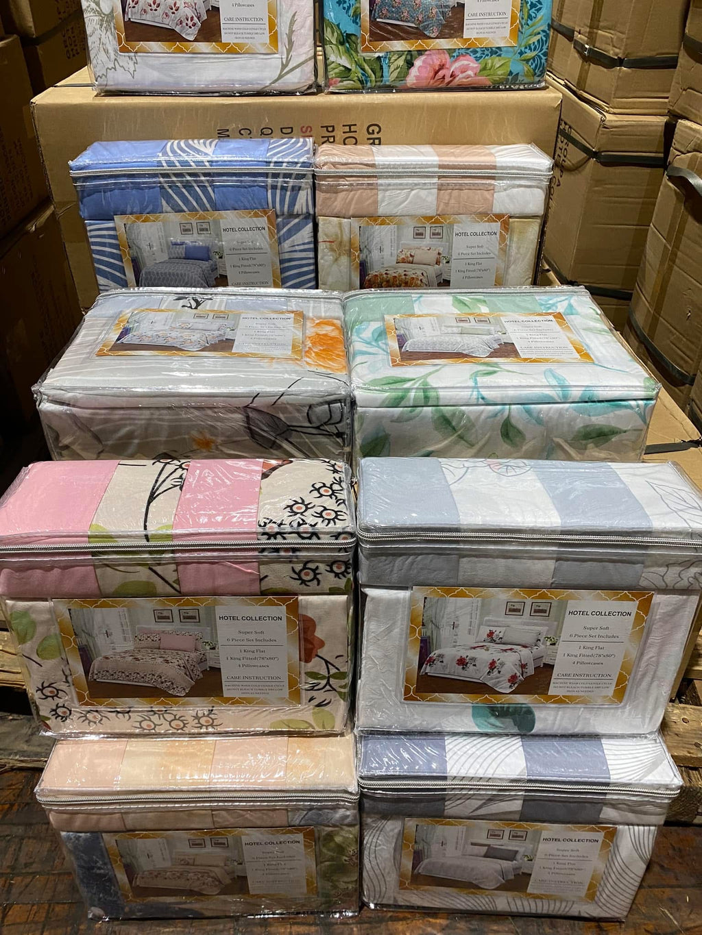 Hotel Collection Mixed Sheets Set – 6 Piece | Wholesale Carton (12 Sets)