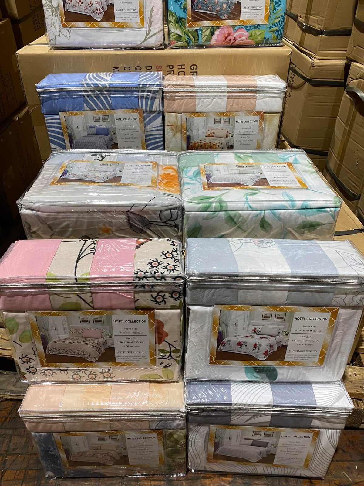 Hotel Collection Mixed Sheets Set – 6 Piece | Wholesale Carton (12 Sets)