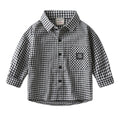 Boys Korean Style Checkered Long Sleeve Shirt — Kids Cotton Casual Top (Sizes 90-140cm)