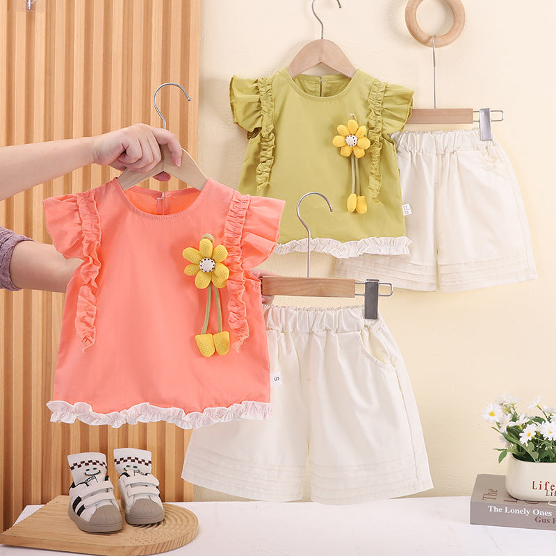 Short sleeved two-piece baby casual clothing