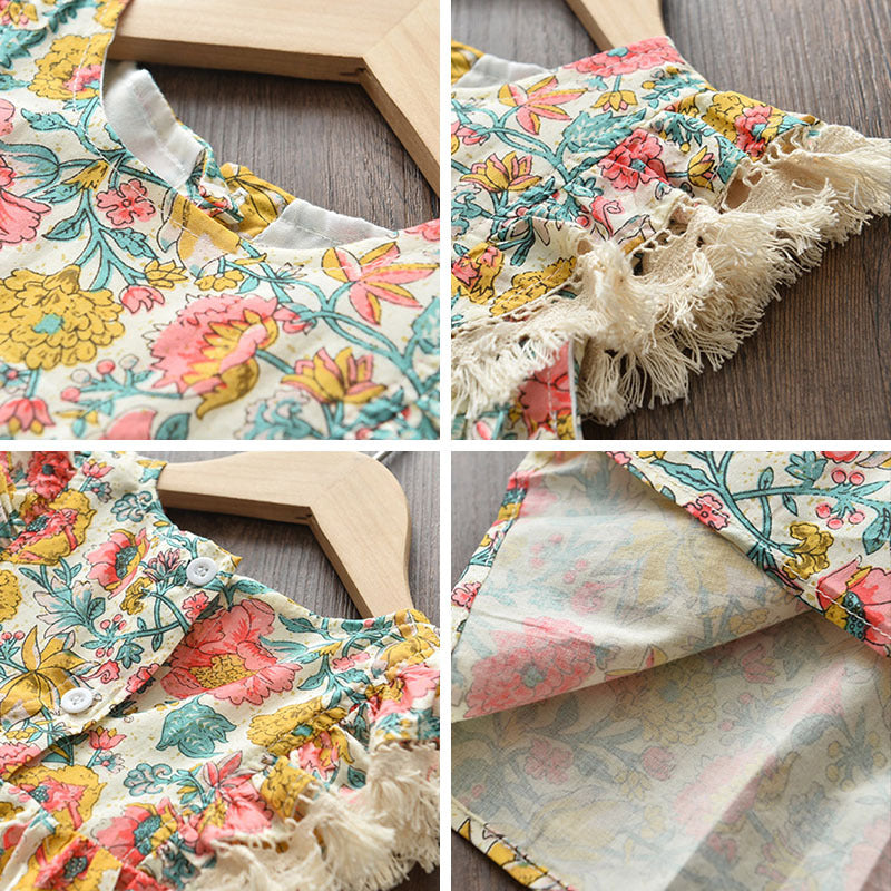 Girls' Ethnic Print Sleeveless A-Line Dress — Summer Vacation Style