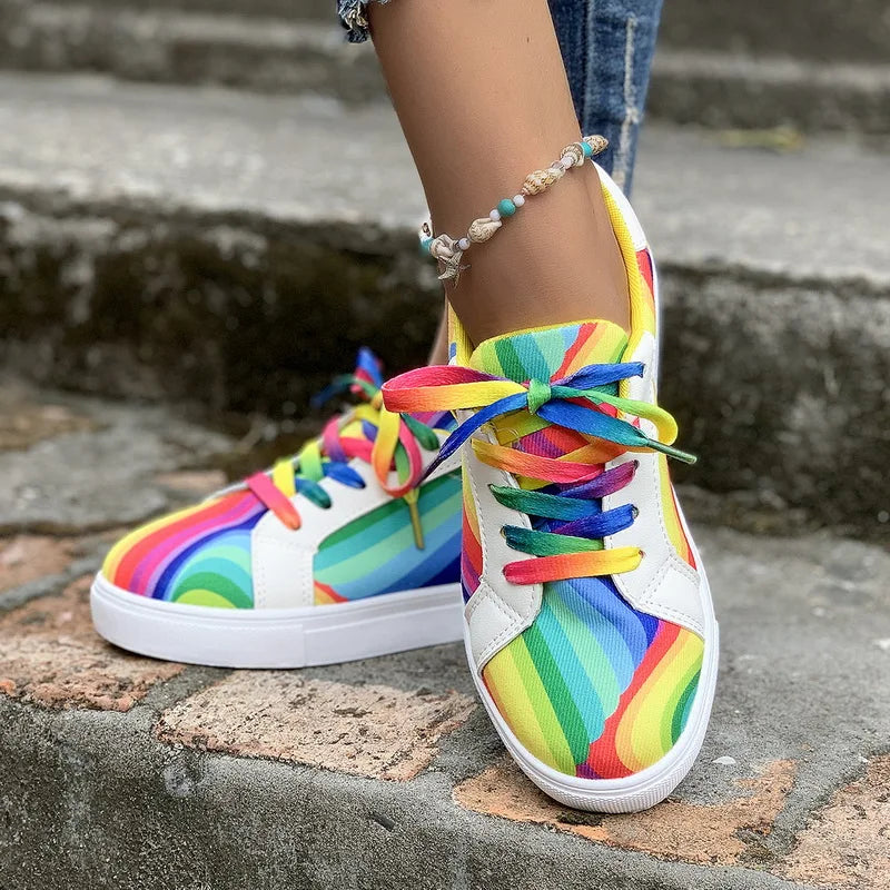 Women's Rainbow Color Gradient Casual Sneakers