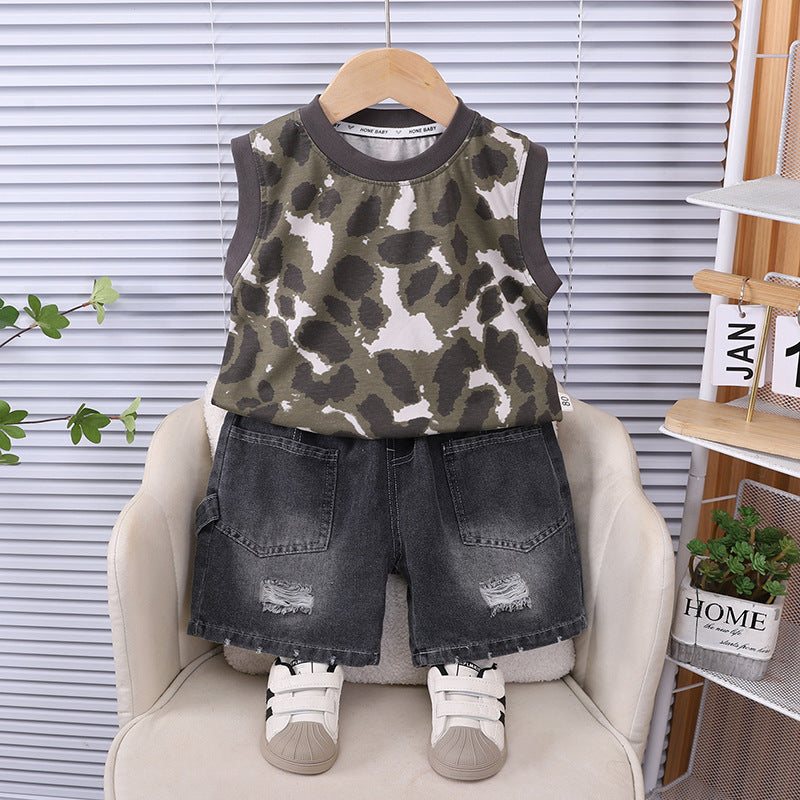 Baby Summer Thin Sleeveless Two Piece Set