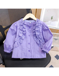 Girls Embroidered Flower Double Collar Blouse - MOQ 12 Unit price $ 3.80 .