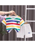 Kids’ Colorful Striped T-Shirt & Shorts Set | $5.50 | MOQ 12