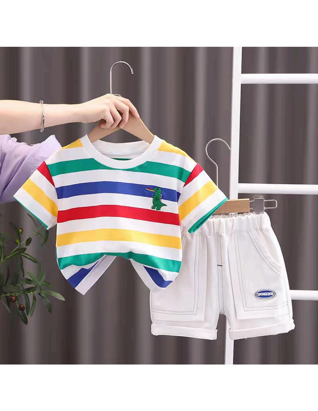 Kids’ Colorful Striped T-Shirt & Shorts Set | $5.50 | MOQ 12