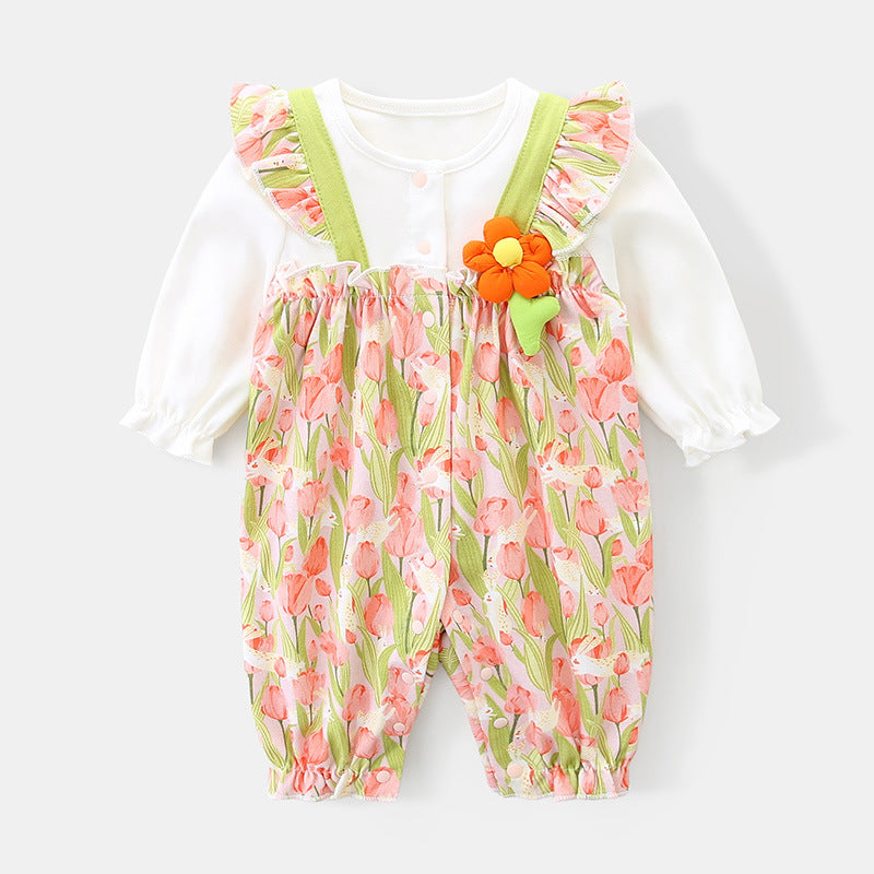 Baby Spring Romper New Style Girl Baby Fashion Onesie Newborn Long Sleeve Spring Autumn Outfit