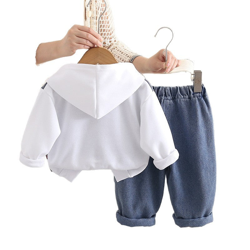 Spring and Autumn Clothing Baby Hoodie Baby Two Piece Set