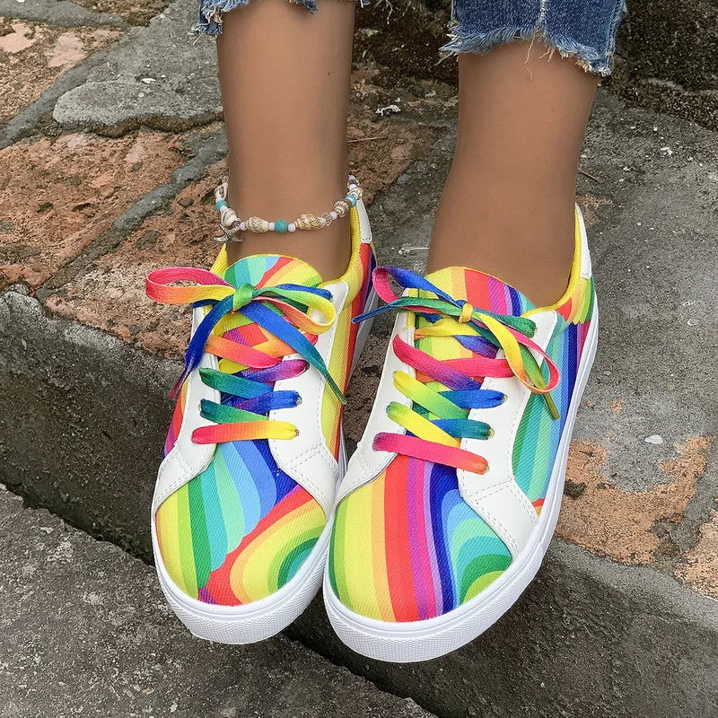 Women's Rainbow Color Gradient Casual Sneakers