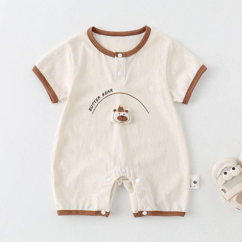 Baby Romper Style Cartoon Print Short Sleeve
