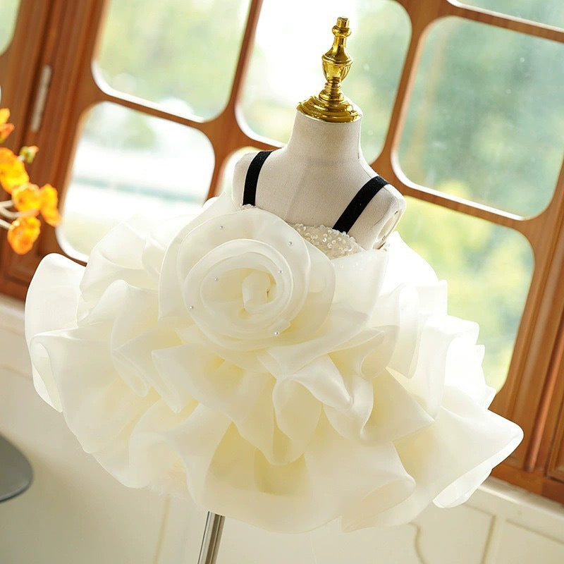 Summer Girls' Dress Mesh Puffy Strap Princess Dress Baby Birthday Formal Dress