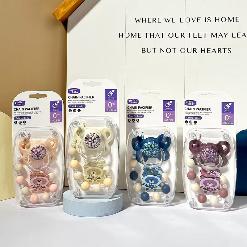 Baby Pacifier & Beaded Clip Set – BPA-Free . MOQ 25