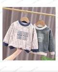 Kids Cheer bubble letter sweatshirt in cream burgundy green and yellow