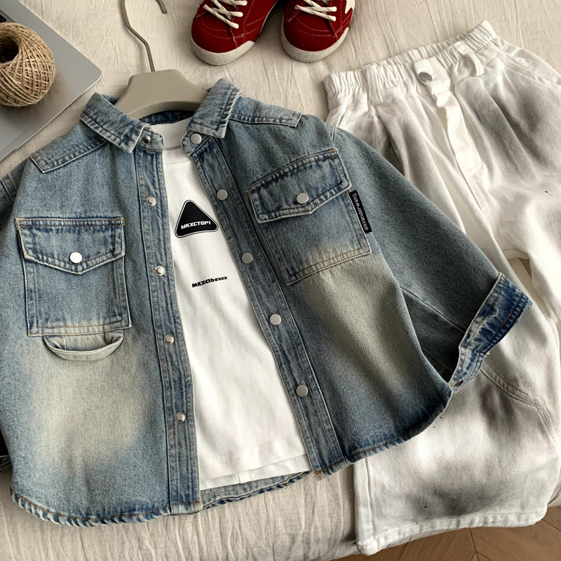 Cowboy jacket children's spring baby girl's clothing