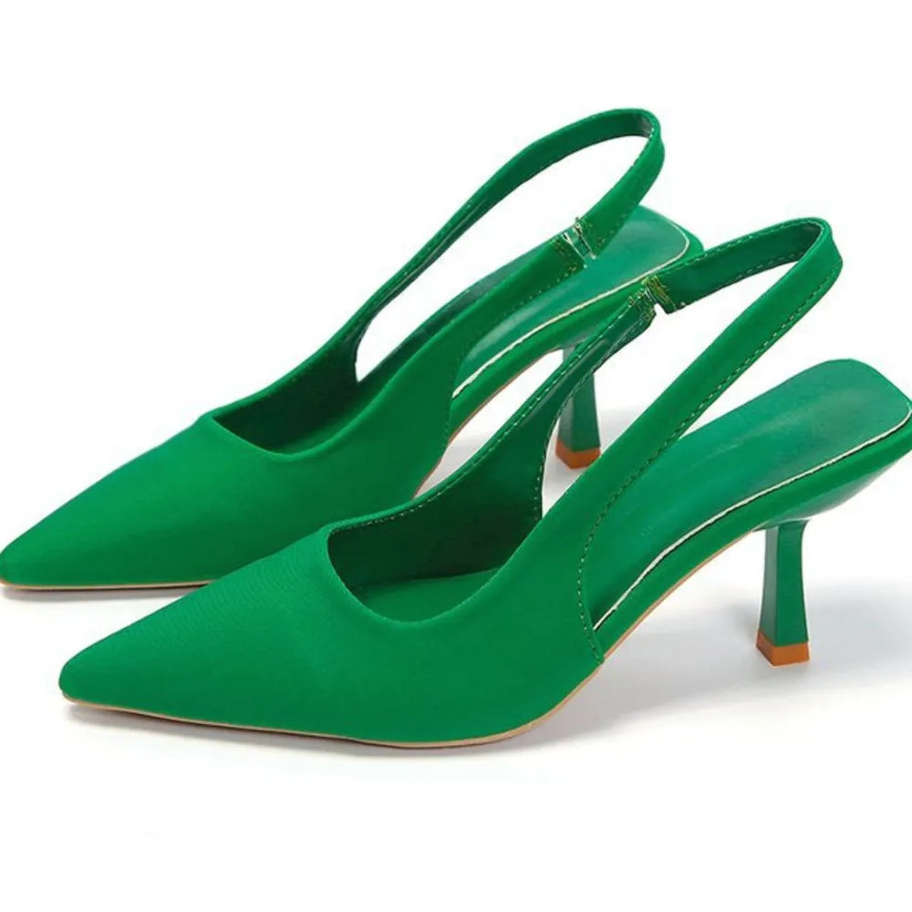 Women's Point Toe Kitten Heel Slingback Pumps
