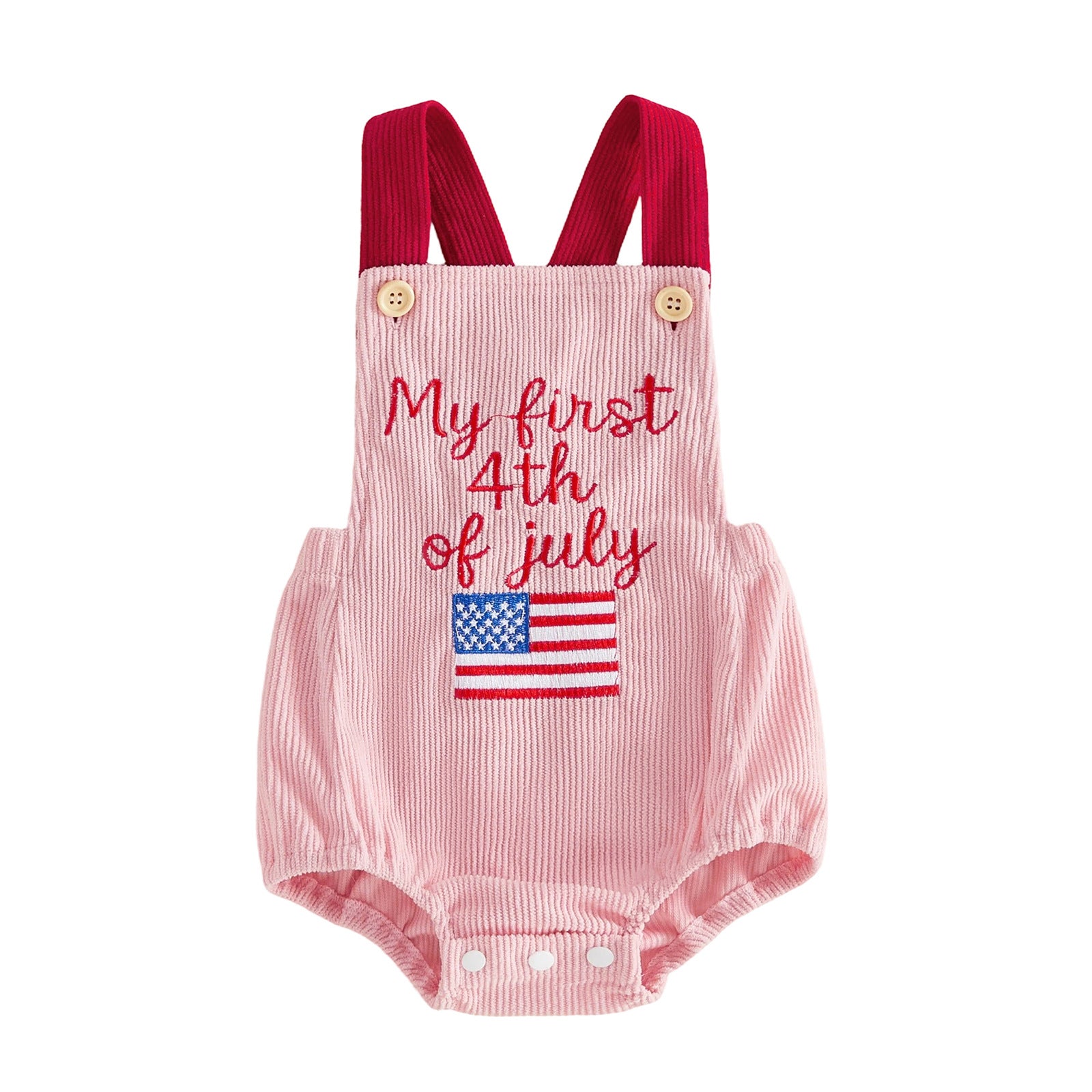 Corduroy Sleeveless Romper for Girls Baby Cute Short Sleeve Onesie with Pink Bow Baby Bodysuit