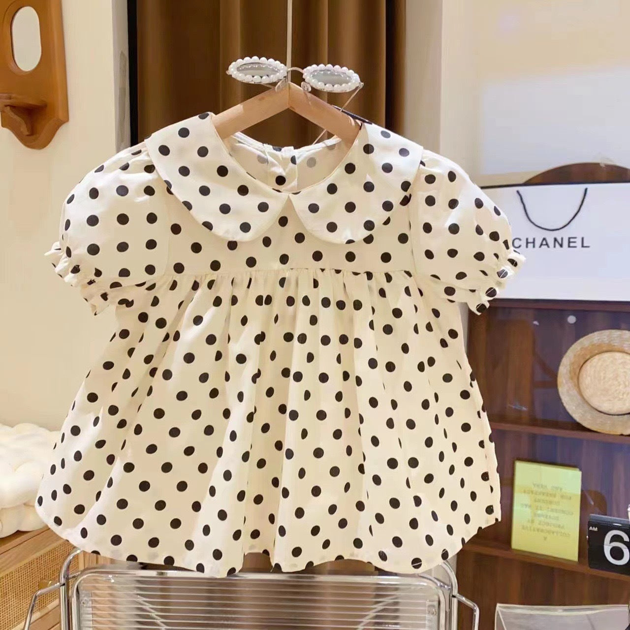Cute Polka Dot Blouse and Denim Shorts Set for Girls, Fashionable Two-Piece Outfit, Kids Trendy Casual Wear