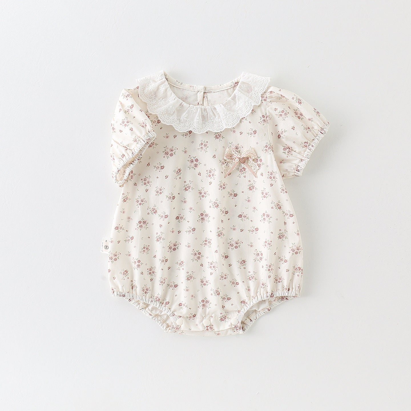 Baby Girl Floral Print Romper, Baby Girl Triangular Crawling Suit