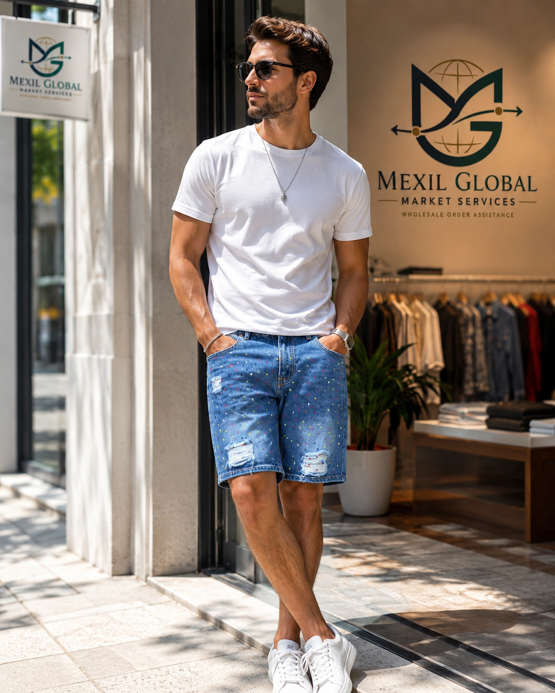Men's Spider Graphic Denim Shorts