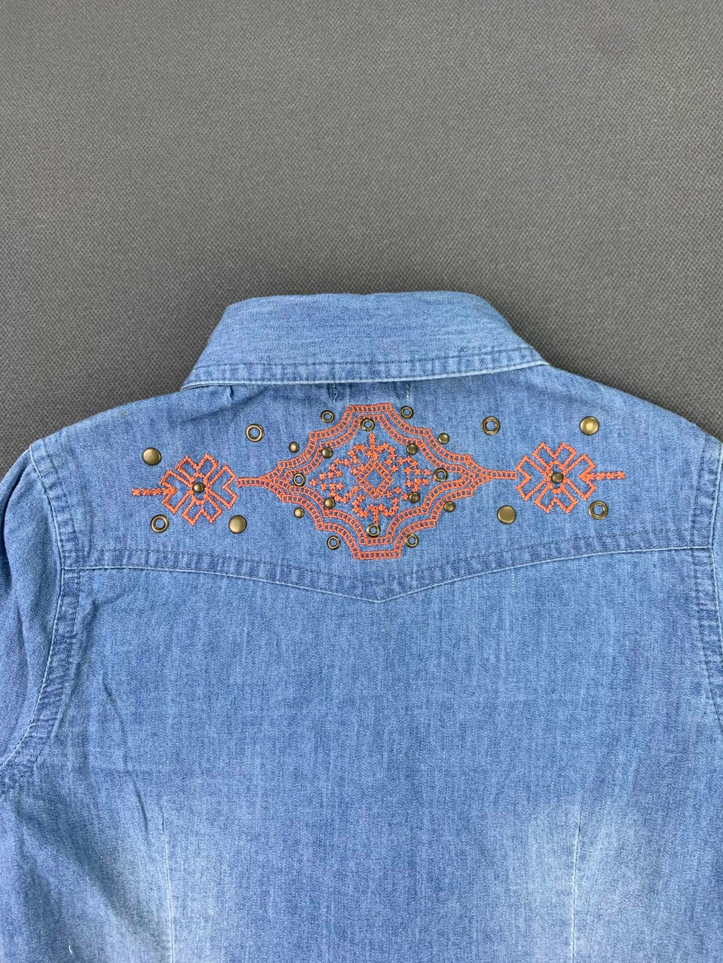 Lucky Brand Girls' Long-Sleeve Denim Shirt, 100% Cotton Denim Fabric, Soft Fabric.