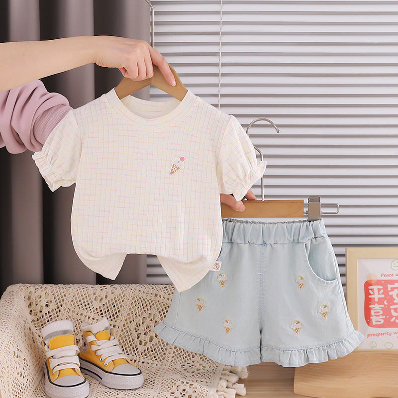 Short sleeved baby shorts two-piece set for baby children's clothing